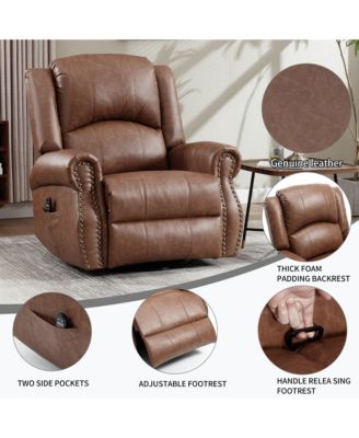 Faux Leather Recliner Chair Rocker Swivel Chair Manual Recliner with Heat & Massage