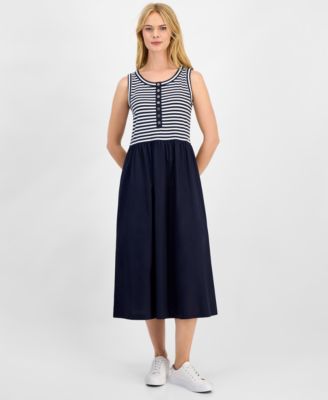 Women's Striped Mixed Media Dress