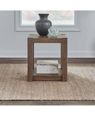 Broadmore Living Room Square Chairside Table - Cobblestone Brown