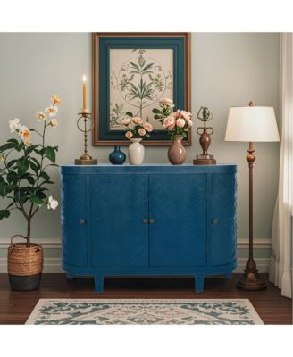 Handmade Fir Wood Shutter Accent Cabinet Rustic Walnut Sideboard Storage Buffet