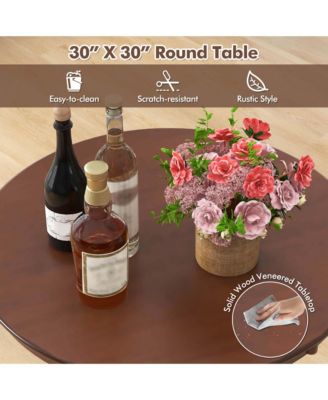30 Inch Wood Pub Round Dining Table with Pedestal Base Kitchen Diner Table