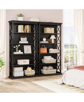 6-Tier Bookcase Set of 2, 71 Inches Industrial Bookshelves and Bookcases with 5 Shelf Display Storage Shelves