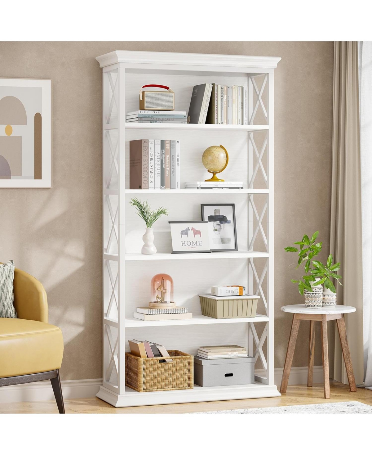 Tribesigns 6-Tier Bookcase Set of 2, 71 Inches Industrial Bookshelves and Bookcases with 5 Shelf Display Storage Shelves