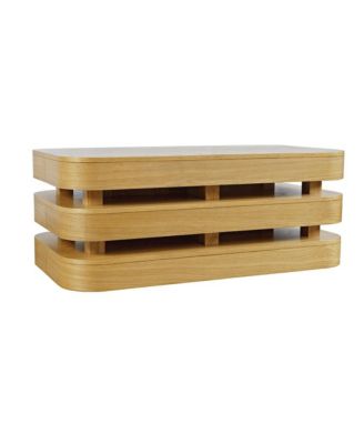 Mid-Century Modern Floating Sculpture Layered Coffee Table with Caster Wheels