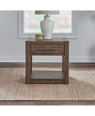 Broadmore Living Room Drawer End Table - Cobblestone Brown