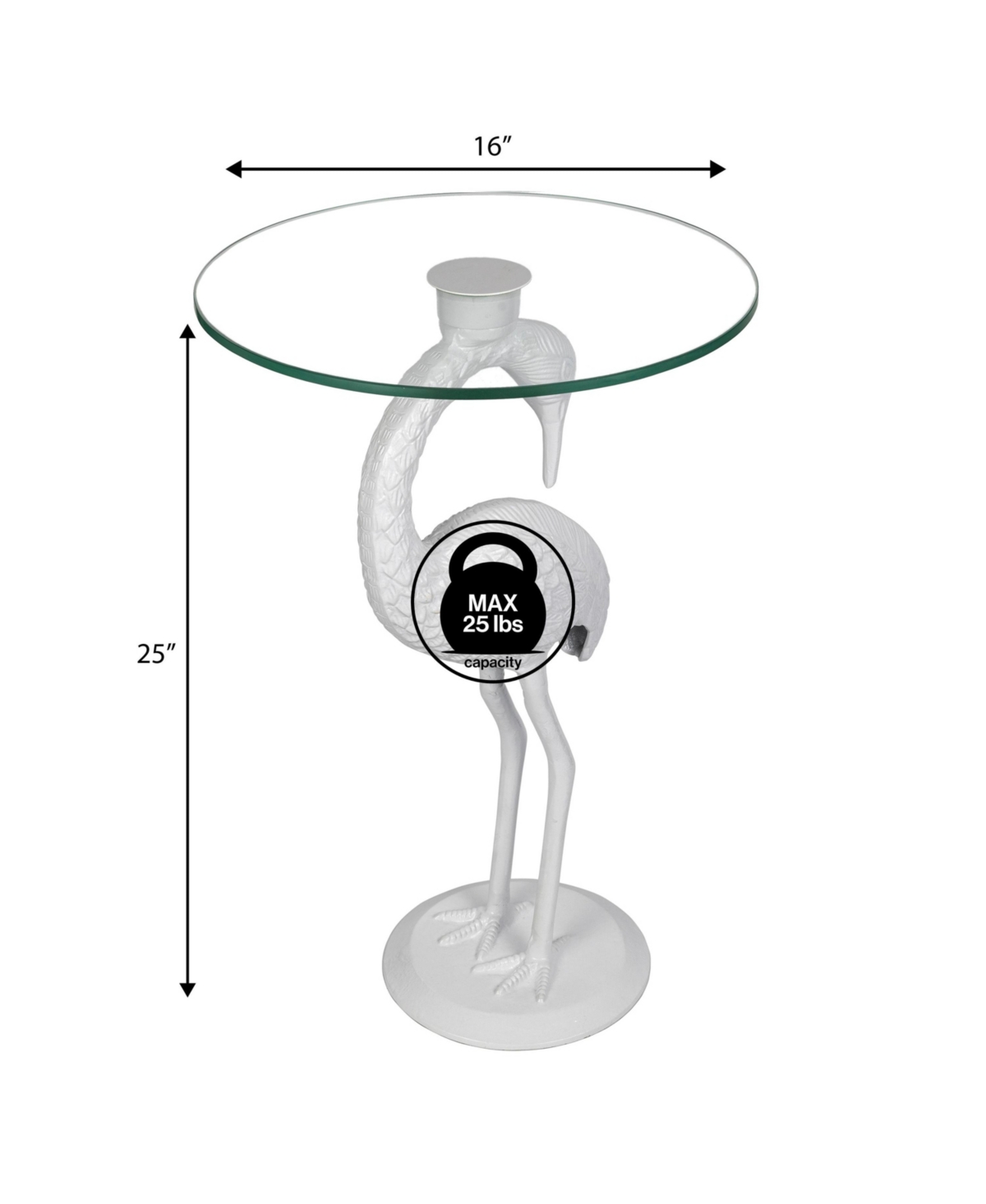 Jonathan Y Blanche 25" Classic Mid-Century Glass Top Flamingo End Table