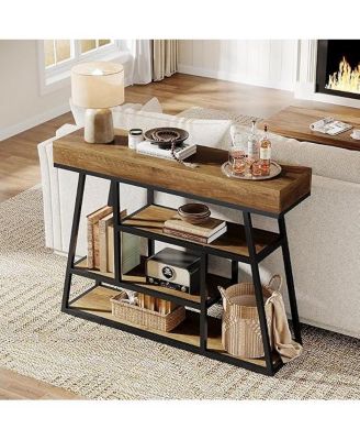 41.3" Entryway Table, Industrial Narrow Console Sofa Table with 4 Tiers Storage Shelves for Entry, Hallway