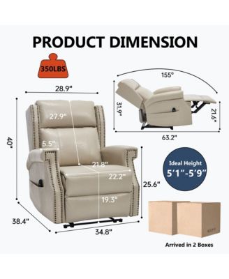 Faux Leather Manual Recliner Chair for Living Room with 8 Vibrating Nodes and 155-Degree Recline