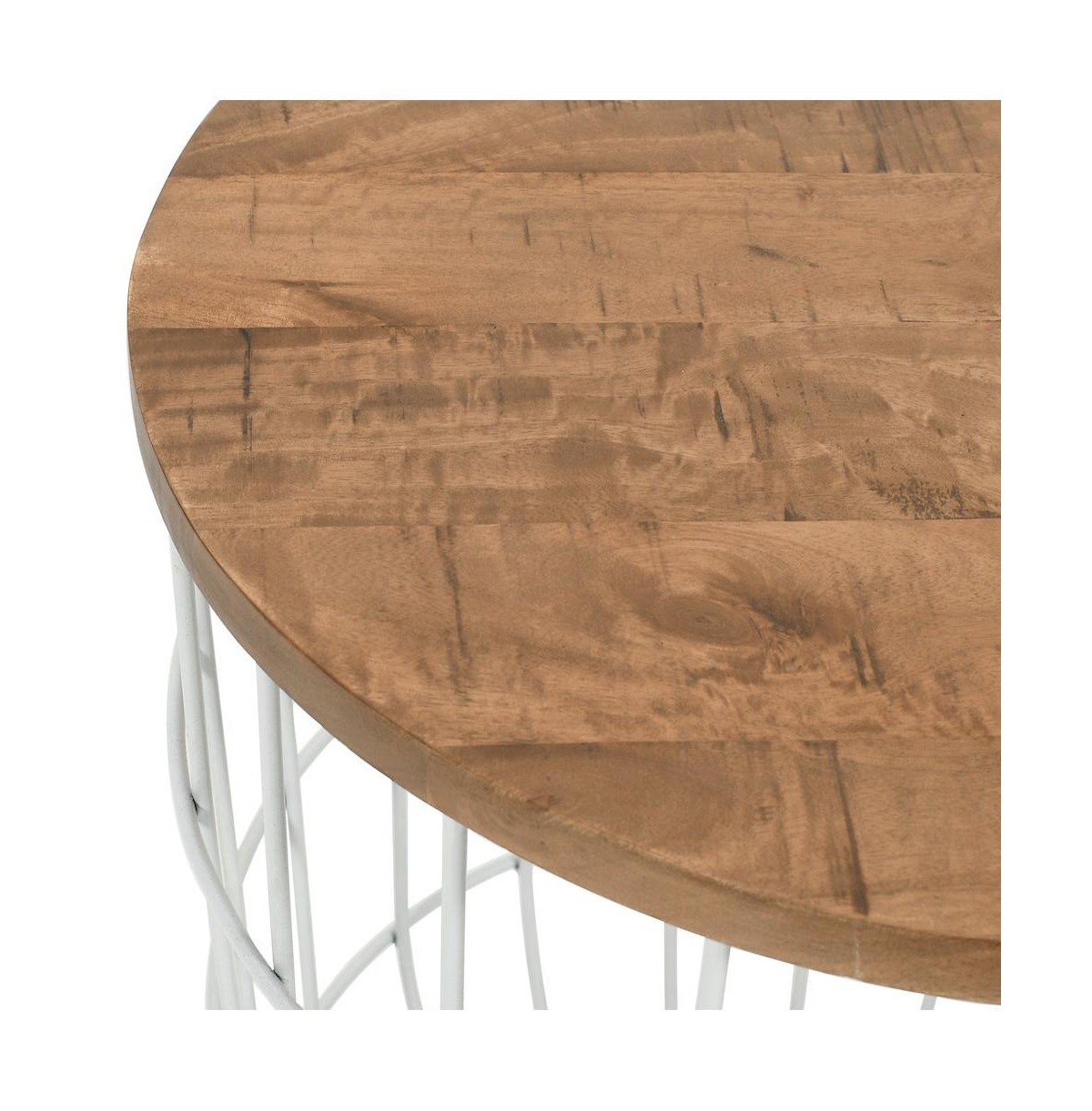 Global Archive Nested Storage Solid Wood and Metal Basket End Tables (Set of 2)