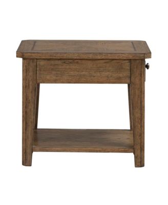Carolina Park End Table for Living Room - Amber Brown Oak