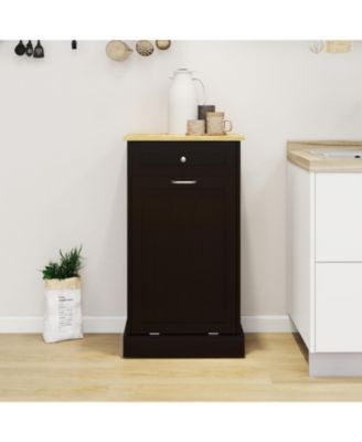 Black E1 MDF Trash Cabinet with Tilt Out Design for Kitchen Island Laundry Box and Recycling Use