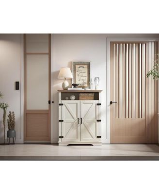 Farmhouse Shoe Cabinet Adjustable 4 Tier Rustic Storage Bench Entryway Hallway