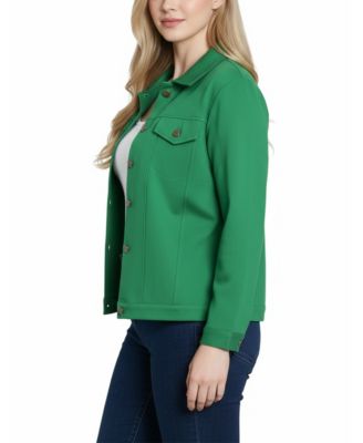 Petite Long Sleeve Ponte Cropped Jacket