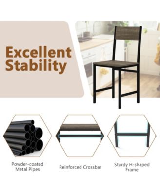 Set of 4 Dining Chairs w/Metal Legs Slanted Back Wide Seat for Living Room