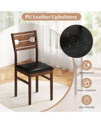 Dining Chair Set of 4 w/ Rubber Wood Frame Padded Seat Curved Backrest