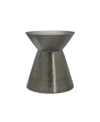 Accent Table, Drum, Side, End, Nightstand, Lamp, Living Room, Bedroom, Grey Metal, Contemporary, Modern