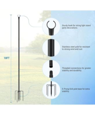 10 FT String Light Poles 4 Pack, Metal Poles for Patio & Garden Deck, Tall Hanging Light Supports