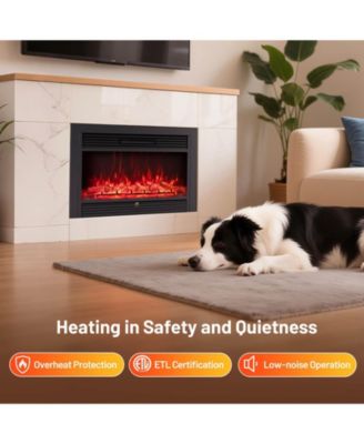 33" Electric Fireplace Insert 750W Recessed Fireplace Heater with Remote Control