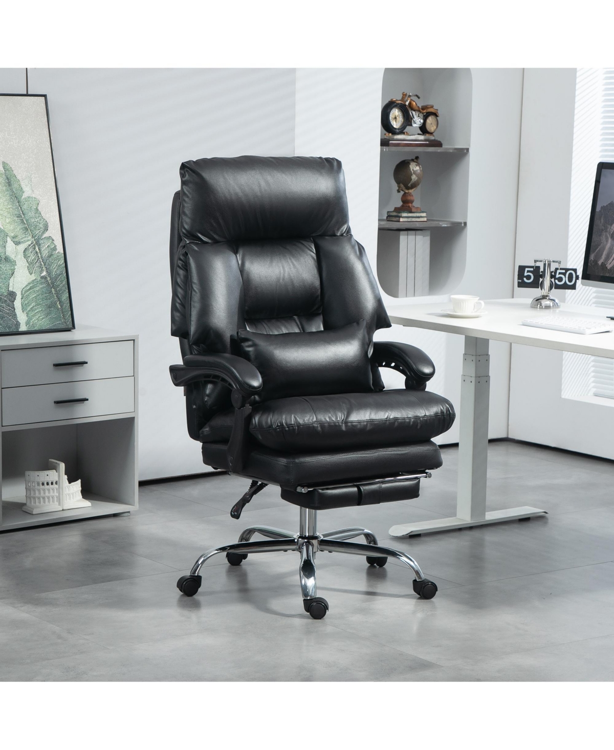 Homcom Overstuffed Office Chair, Reclining Computer