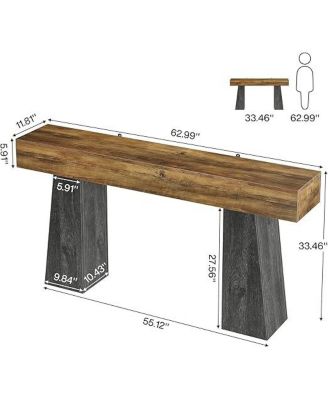 Farmhouse Entryway Table, 63-Inch Long Wooden Sofa Console Table, Rustic Console Behind Couch