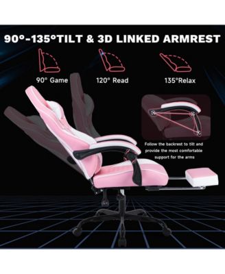 Leather Backrest Recline 90 ° - 135 °  Gaming Chair