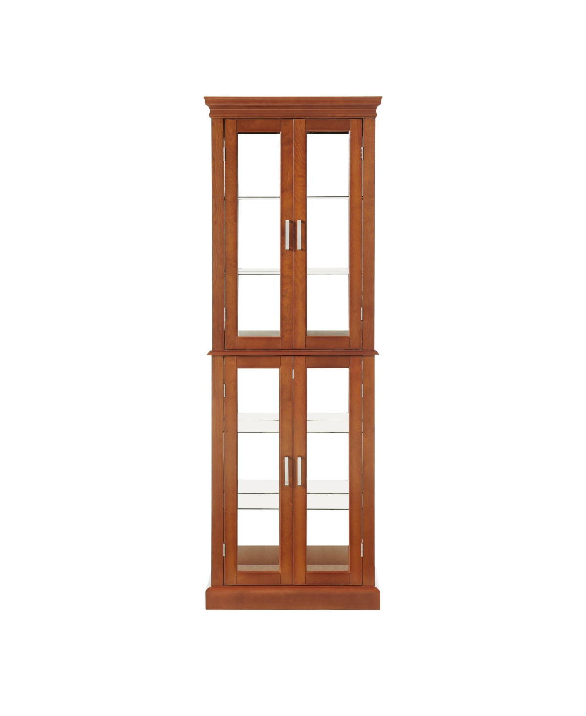 Lovmor Transitional Display Cabinet with Adjustable Shelves Internal Lighting and Mirrored Back Panel
