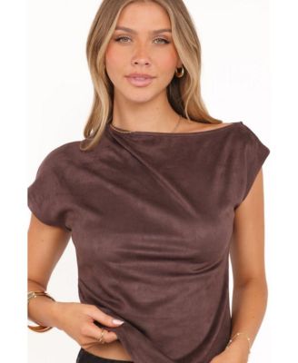 Women's Vaila Faux Suede Off Shoulder Top