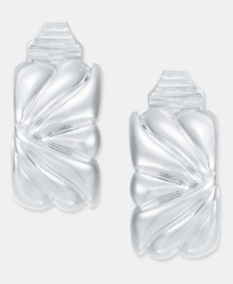 Small Textured Clip-On Hoop Earrings, 0.76" 