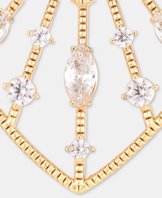 Cubic Zirconia Openwork Navette Drop Earrings