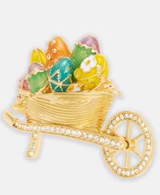 Pav&eacute; & Painted Egg Wheelbarrow Pin