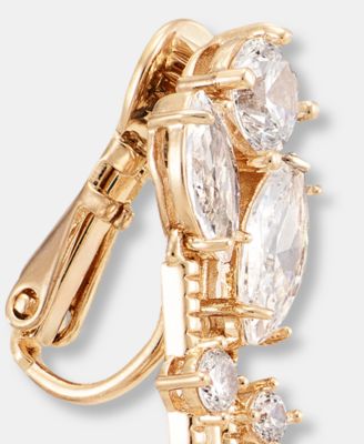 Crystal Cluster Clip-On Linear Drop Earrings