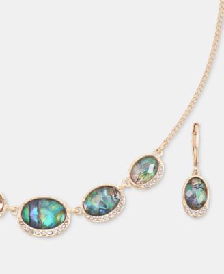 Mixed Stone Collar Necklace & Drop Earrings Set 