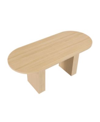 Oval Farmhouse Dining Table, 62.9 Inch, Natural Finish