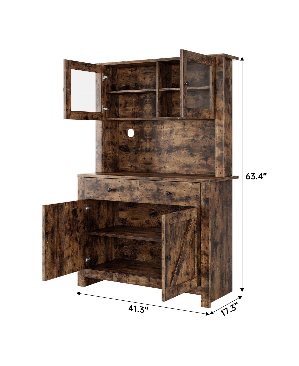 gaomon Kitchen Pantry Storage Cabinet, Freestanding Hutch Cabinet with Buffet Cupboard, Tall Cabinets Adjustable Shelves