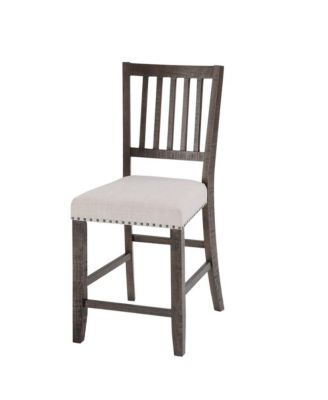 Willow Creek Distressed Slatback Upholstered Counter Stool (Set of 2