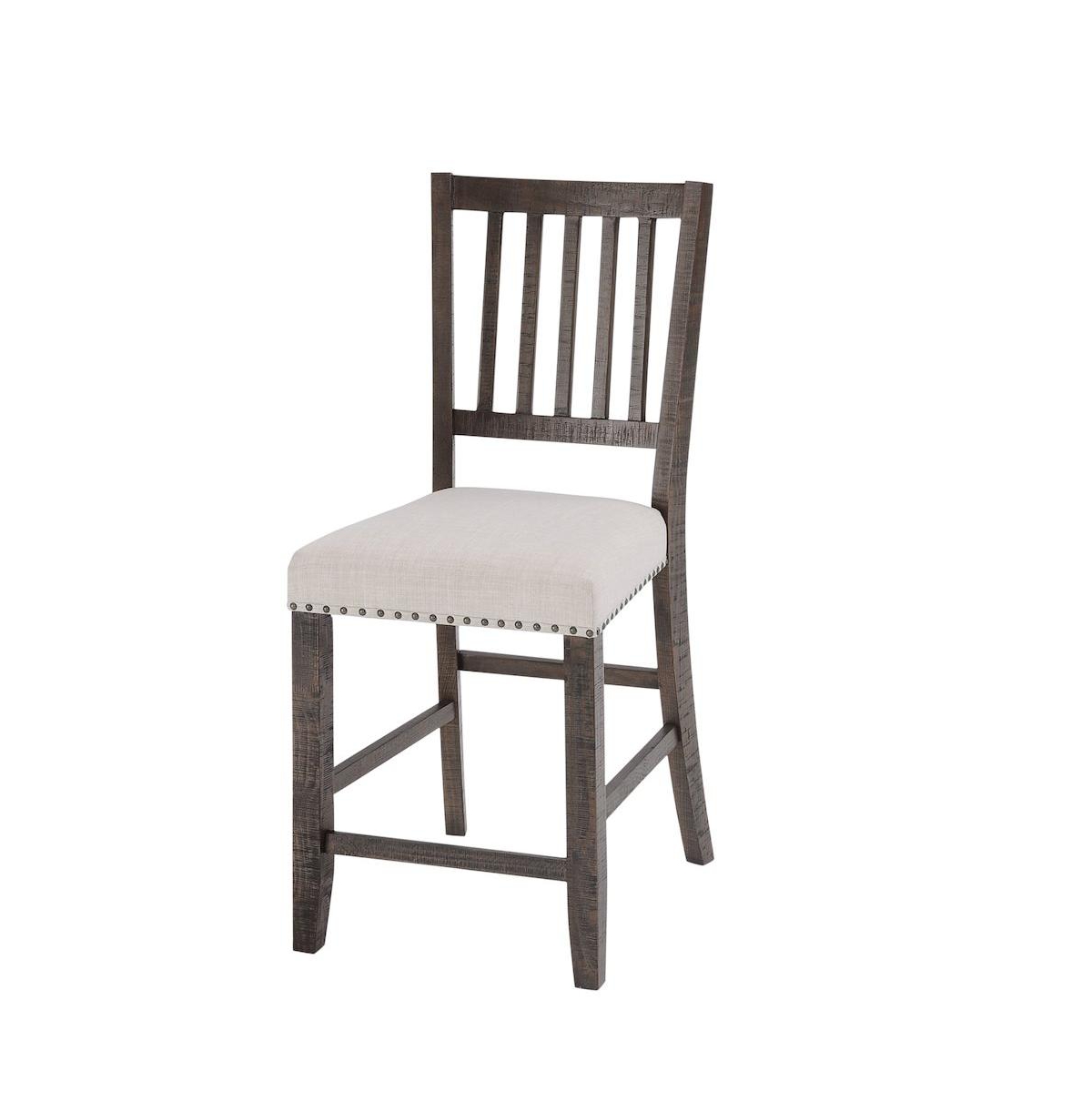 Jofran Willow Creek Distressed Slatback Upholstered Counter Stool (Set of 2
