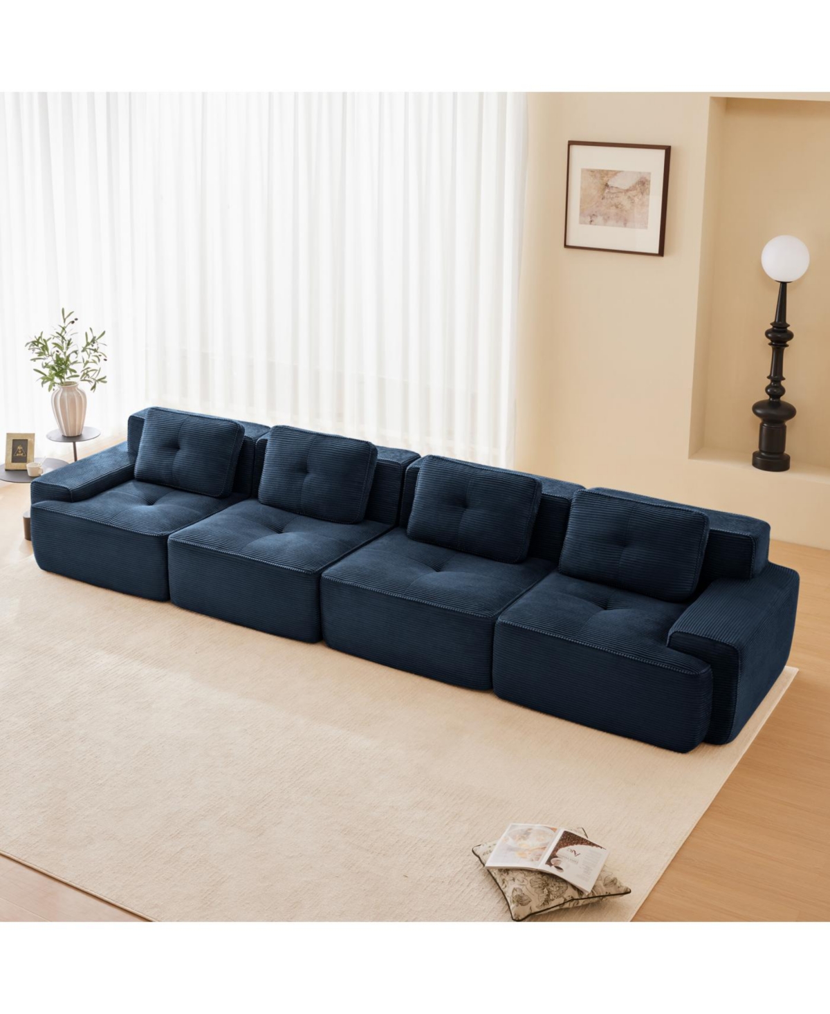 Streamdale Furniture Modern Modular Corduroy Sectional Sofa, 4-Seater Couch
