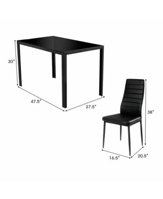 5 Piece Kitchen Dining Set Glass Metal Table 30" and 4 Chairs Breakfast Furniture
