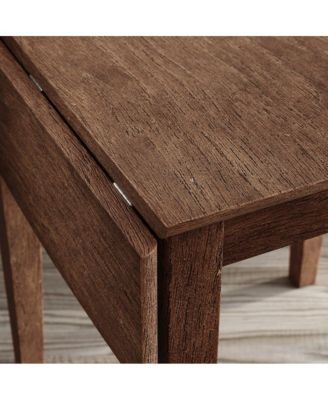 Eastern Tides Coastal Wire-Brushed Acacia Drop-Leaf Counter Height Dining Table