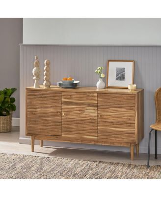 Bohemian Style Sideboard with 3 Doors Handcrafted Mango Wood Acacia Frame