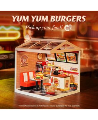 DIY Miniature Yum Yum Burgers House Building Set Toys Playset Suitable for Mini Figures Construction Toys Diorama Kit Gifts for Teens Adults