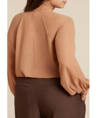 Women's Sheer Neck Tie Blouse