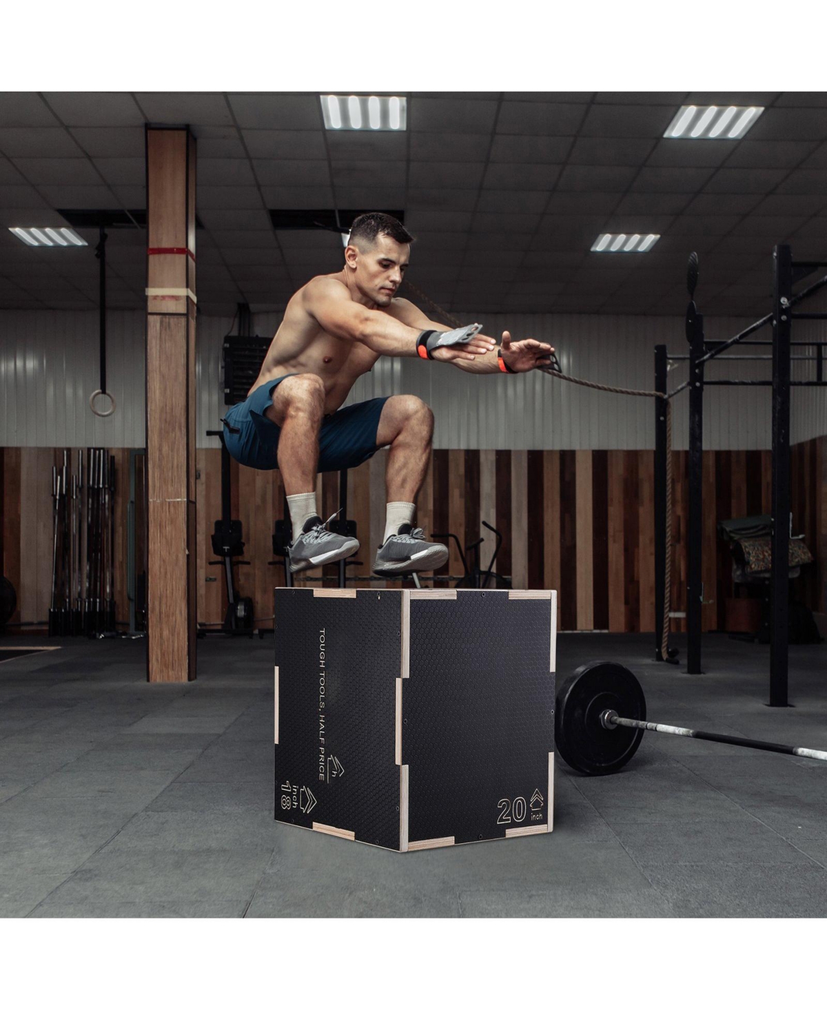 Sugfit 3-in-1 Plyo Jump Box 20/18/16" Wooden Agility Training Box