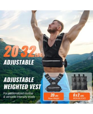 SUGFIT Adjustable Weighted Vest 20–32 LB with Iron Sand Weights and Reflective Strips