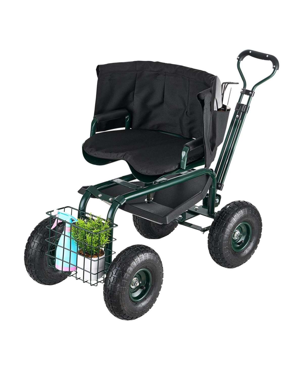 Sugfit Adjustable Garden Stool with 360° Swivel Seat & Ergonomic Backrest