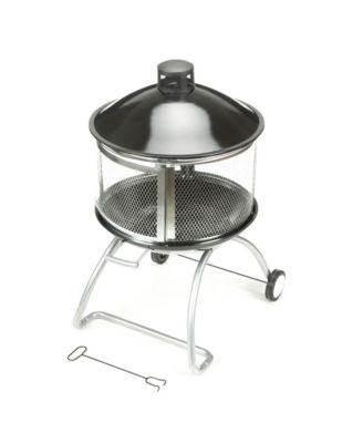 Portable Fire Pit, 28" Outdoor Fireplace w/ Sliding Door