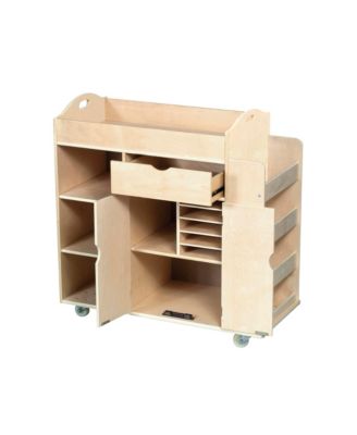 Guidecraft Art Activity Cart - Rolling Wooden Storage Cabinet and Shelves with Caster Wheels Arts and Crafts Supply Classroom Furniture