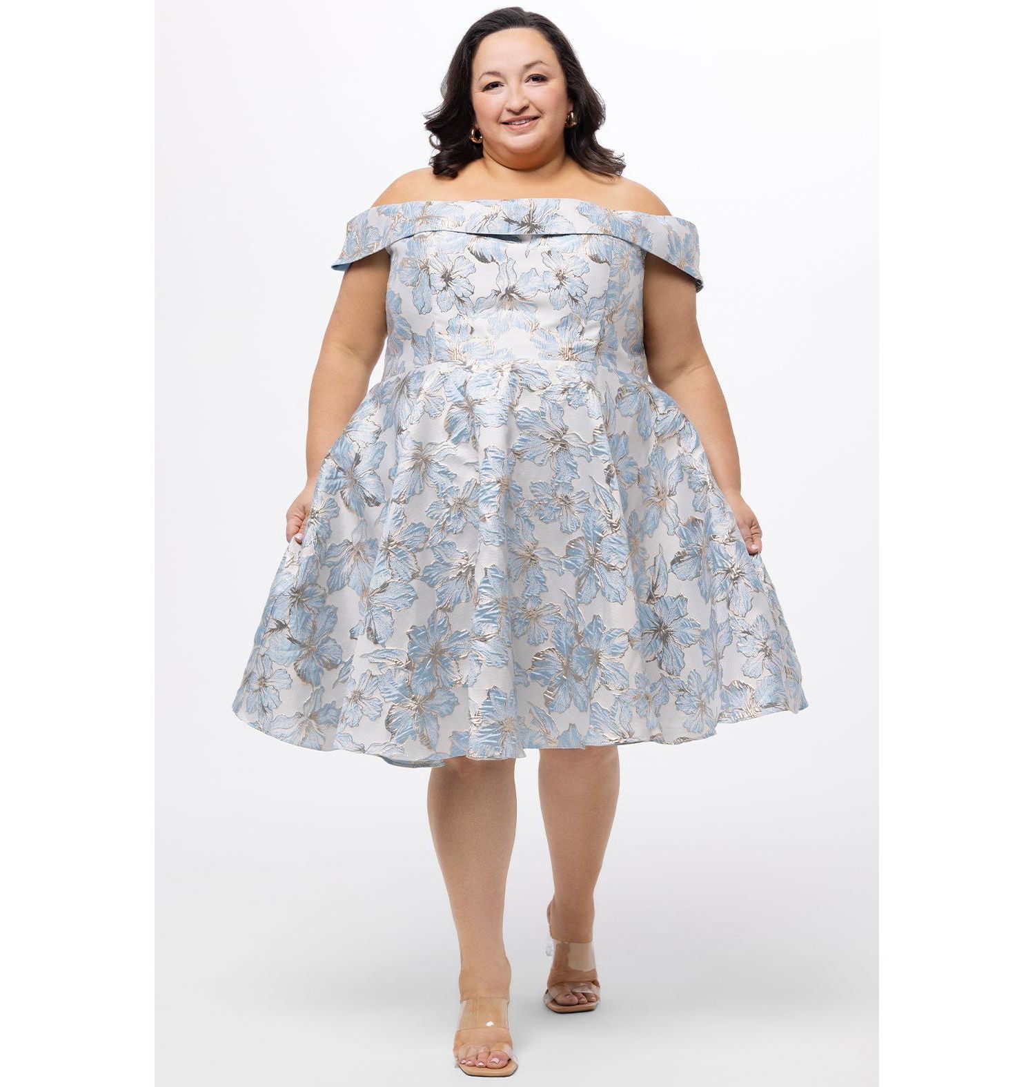 Светлый Синий Цветочный принт