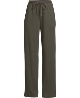 Women's Petite Sport Knit High Rise Pull On Relaxed Straight Leg Pants