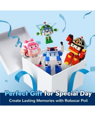 2PCS 4" Transforming Robots (POLI & HELLY) - Emergency Rescue Vehicle Action Figures | Kids Educational Pretend Play Toy